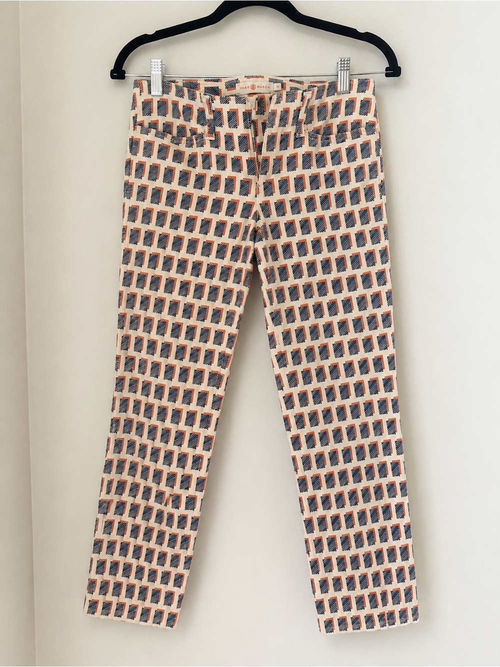 Tory Burch Cropped Skinny Jeans Printed Cotton Stretch Size 26